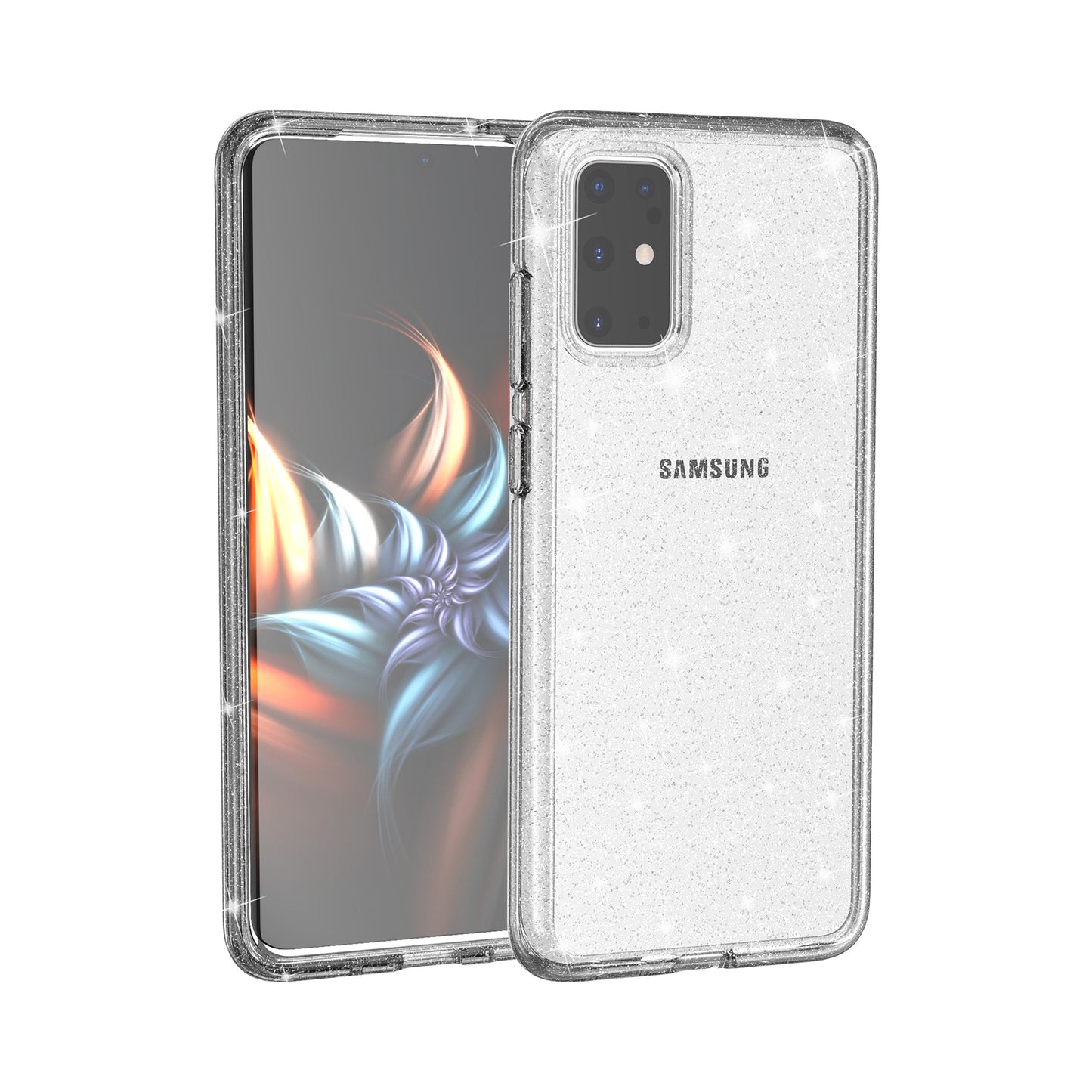 Glittery Powder PC TPU Hybrid Phone Case Covering for Samsung Galaxy S20 Plus/S20 Plus 5G - Silver