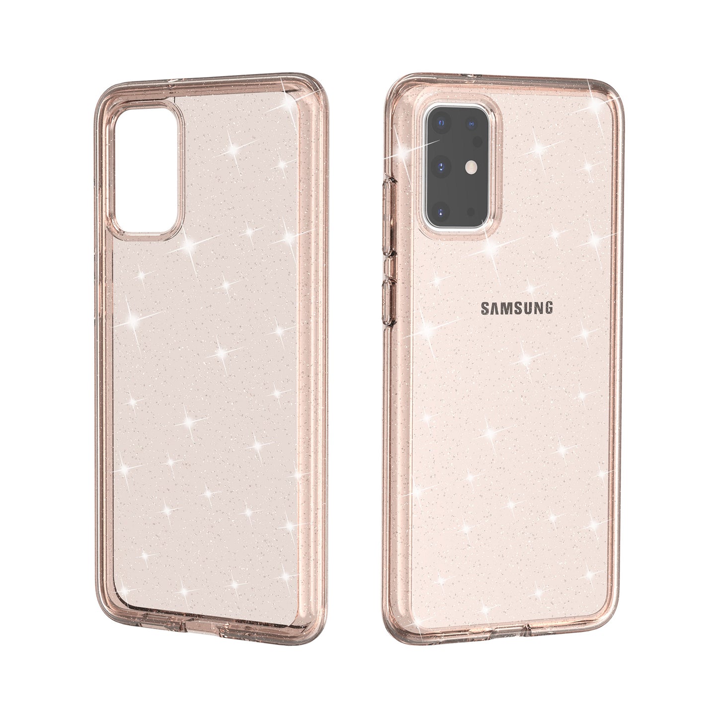 Glittery Powder PC TPU Hybrid Phone Case Covering for Samsung Galaxy S20 Plus/S20 Plus 5G - Gold