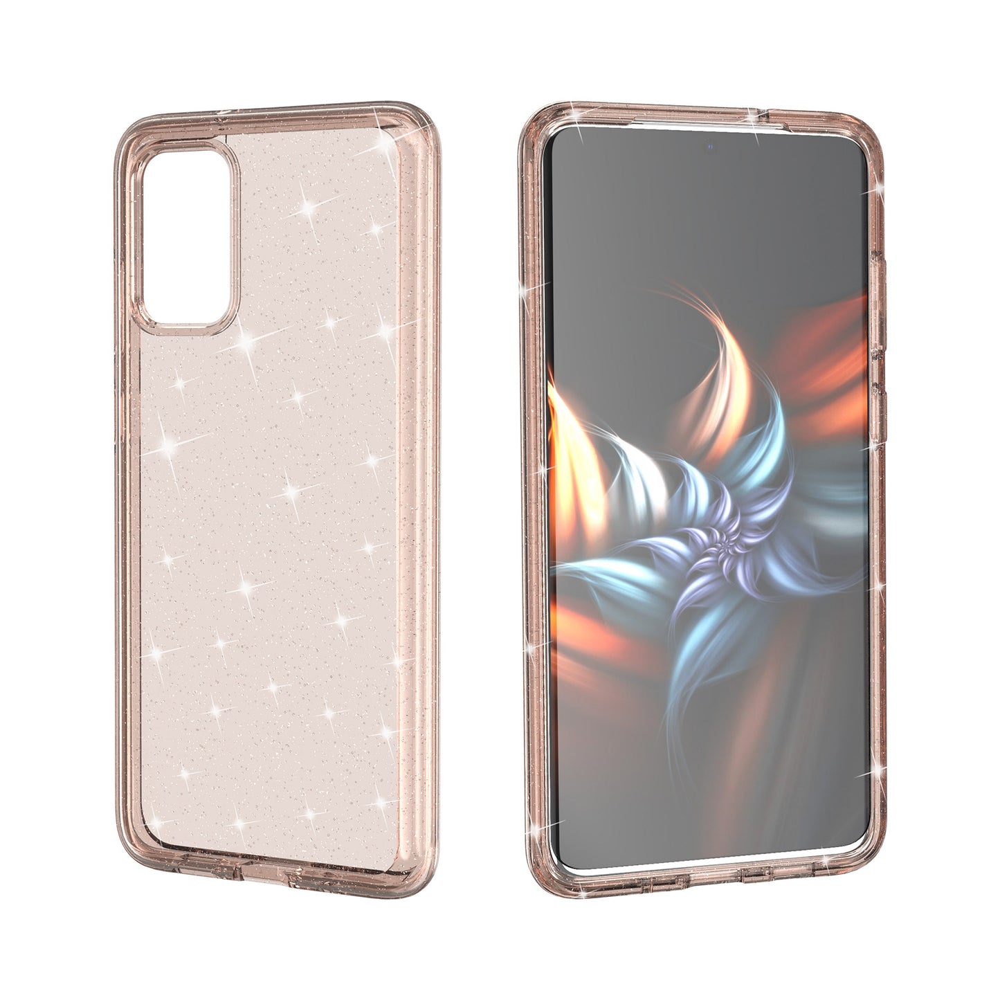 Glittery Powder PC TPU Hybrid Phone Case Covering for Samsung Galaxy S20 Plus/S20 Plus 5G - Gold