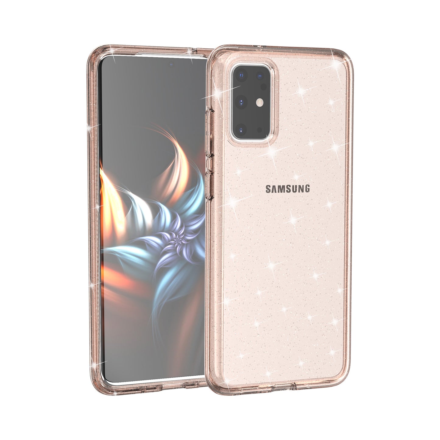 Glittery Powder PC TPU Hybrid Phone Case Covering for Samsung Galaxy S20 Plus/S20 Plus 5G - Gold