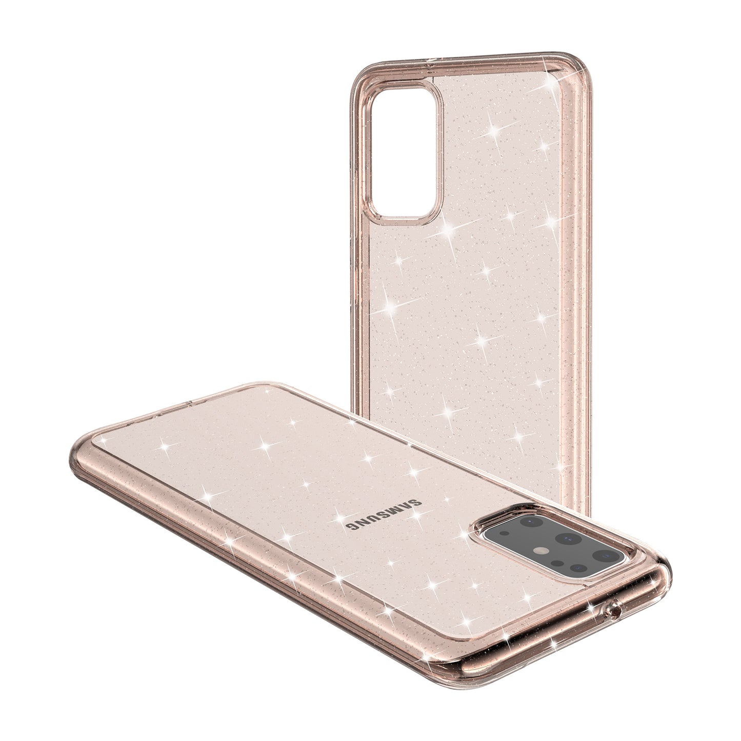 Glittery Powder PC TPU Hybrid Phone Case Covering for Samsung Galaxy S20 Plus/S20 Plus 5G - Gold