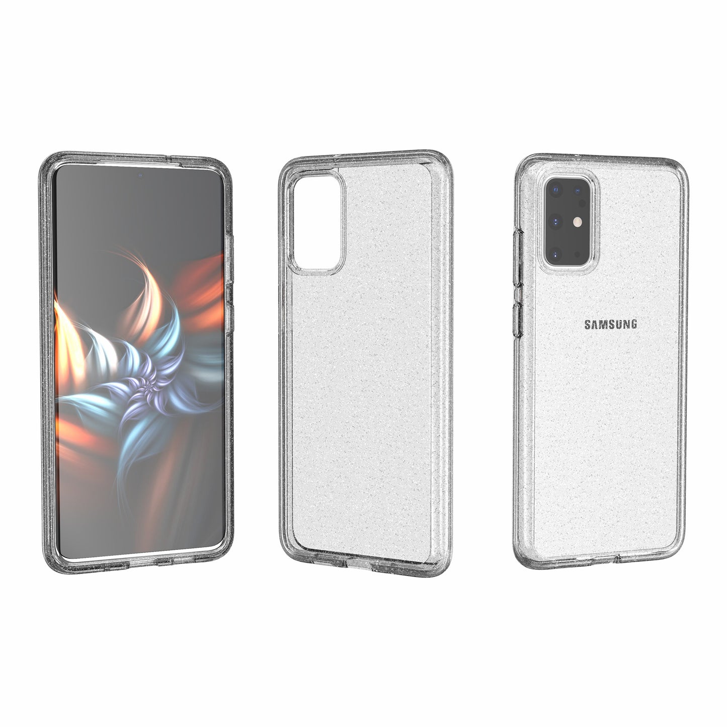 Glittery Powder PC TPU Combo Phone Case Covering for Samsung Galaxy S20 4G/S20 5G - Silver