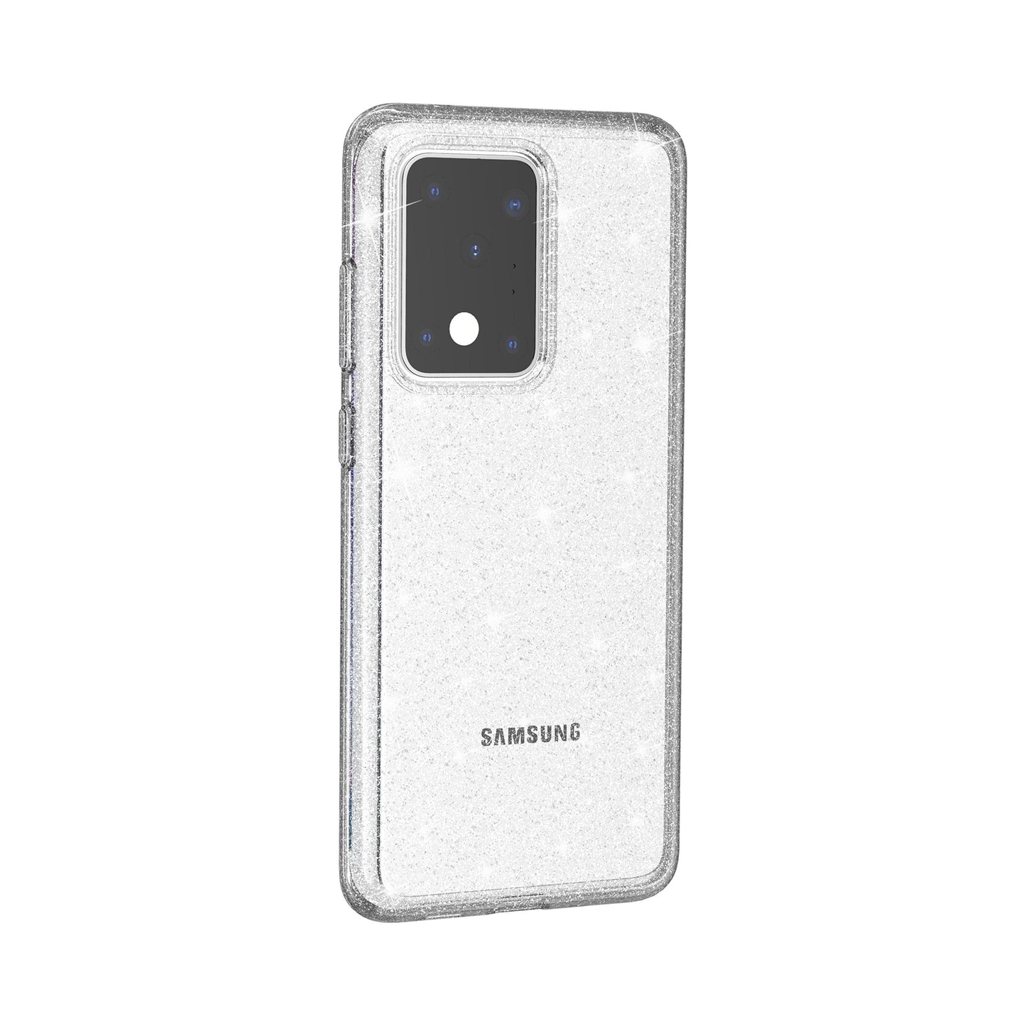 Glittery Powder PC TPU Hybrid Phone Case Covering for Samsung Galaxy S20 Ultra - Grey
