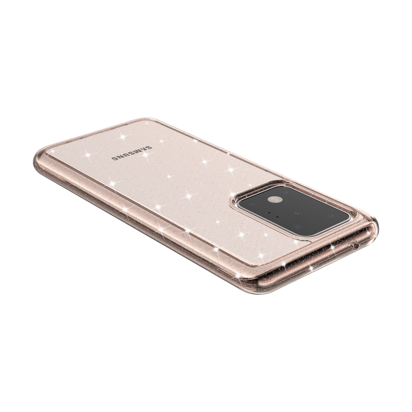 Glittery Powder PC TPU Hybrid Phone Case Covering for Samsung Galaxy S20 Ultra - Gold