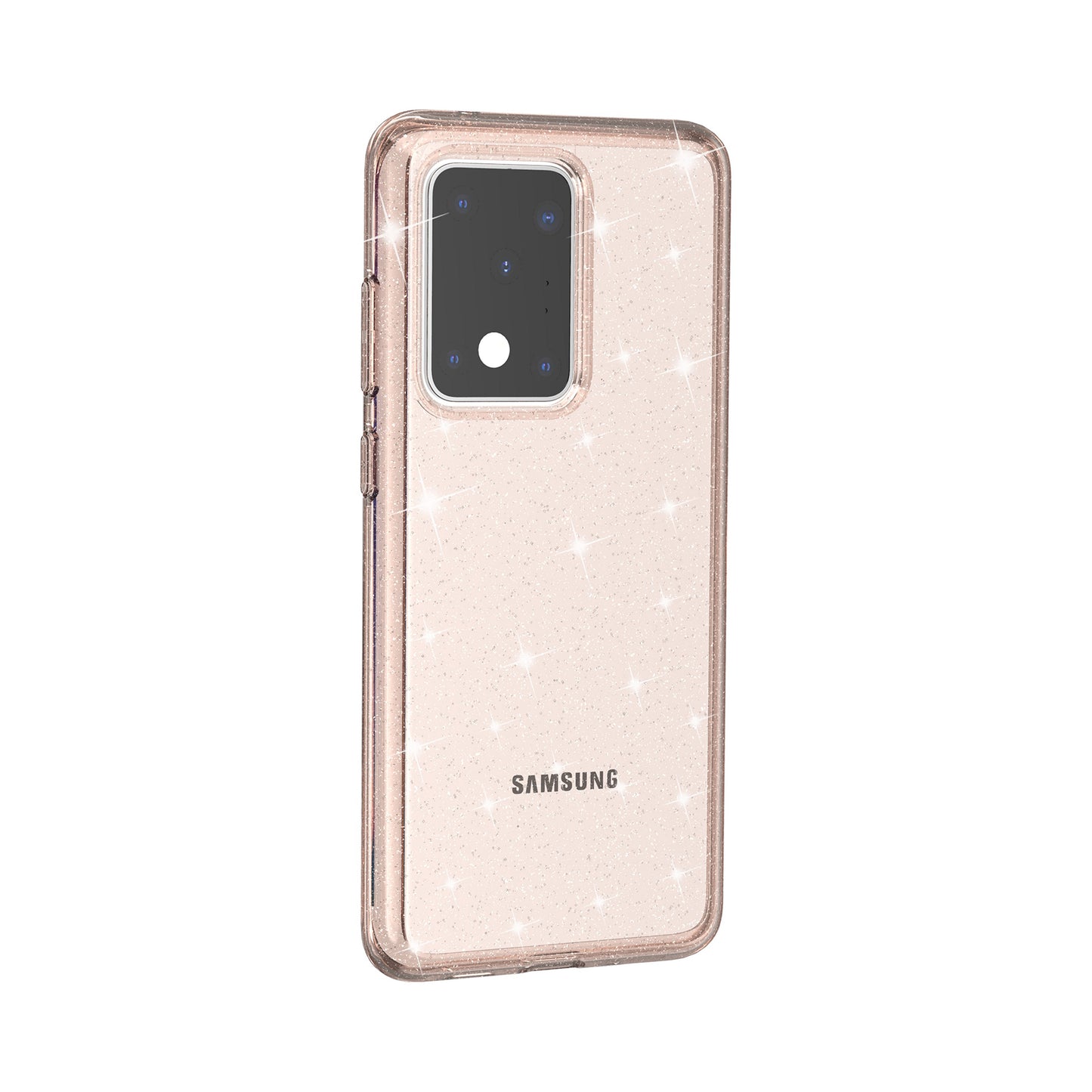 Glittery Powder PC TPU Hybrid Phone Case Covering for Samsung Galaxy S20 Ultra - Gold