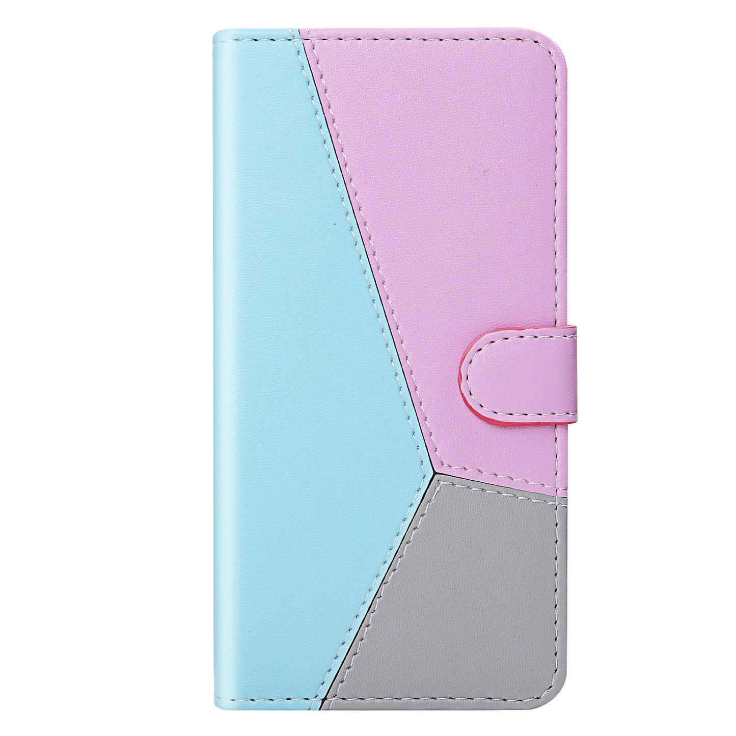 Tricolor PU Leather Unique Wallet Stand Case for Samsung Galaxy S20 4G/S20 5G - Blue/Purple/Grey