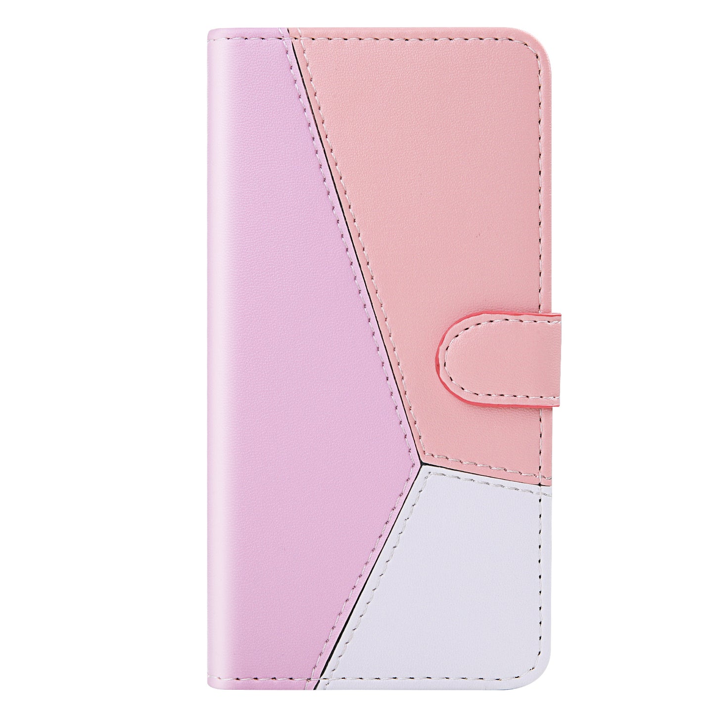 Tricolor PU Leather Unique Wallet Stand Case for Samsung Galaxy S20 4G/S20 5G - Purple/Pink/White