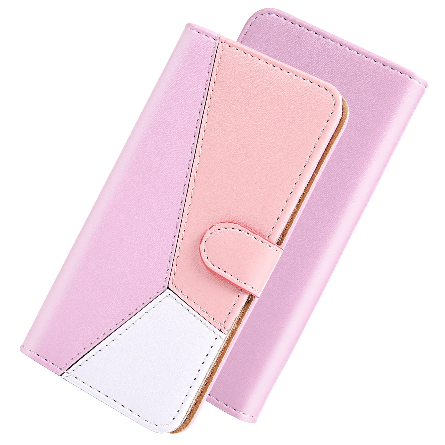 Tricolor PU Leather Unique Wallet Stand Case for Samsung Galaxy S20 4G/S20 5G - Purple/Pink/White
