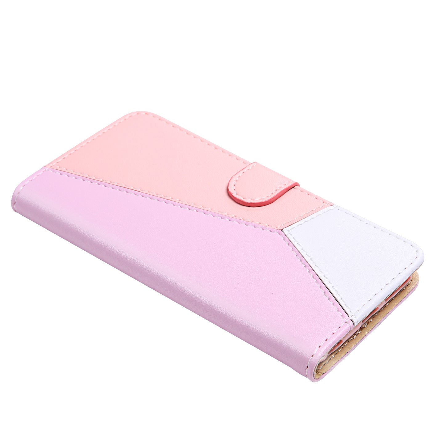Tricolor PU Leather Unique Wallet Stand Case for Samsung Galaxy S20 4G/S20 5G - Purple/Pink/White