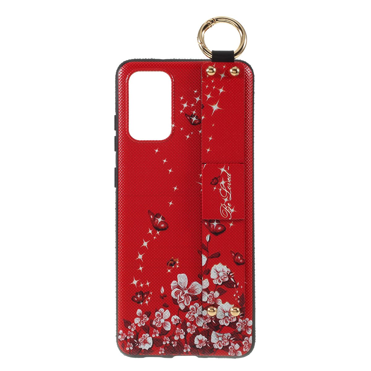 For Samsung Galaxy S20 Plus Flower Pattern Rhinestone Decor TPU Shell with Hand Strap - Red