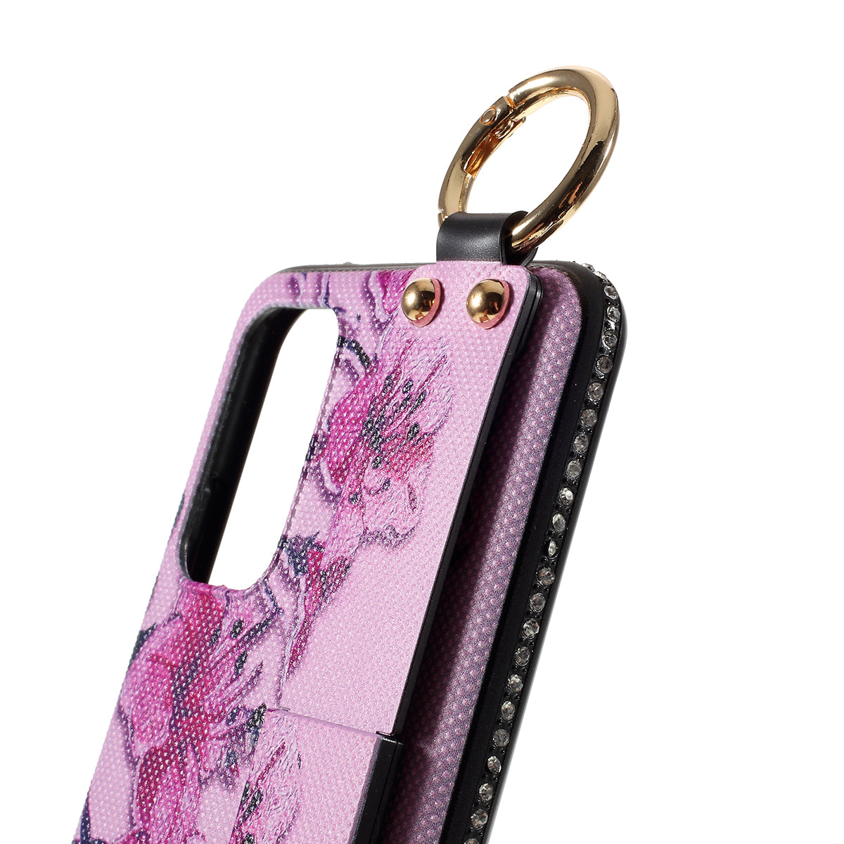 For Samsung Galaxy S20 Plus Flower Pattern Rhinestone Decor TPU Shell with Hand Strap - Pink