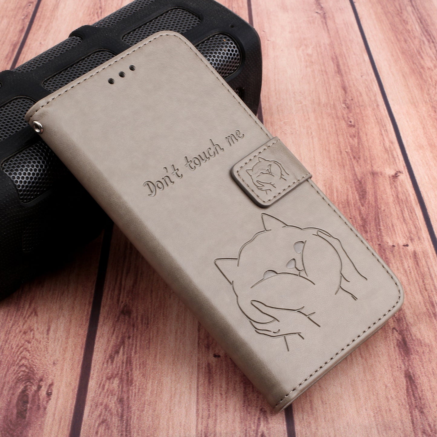 Imprint Dog Leather Wallet Case for Samsung Galaxy S20 4G/S20 5G - Grey