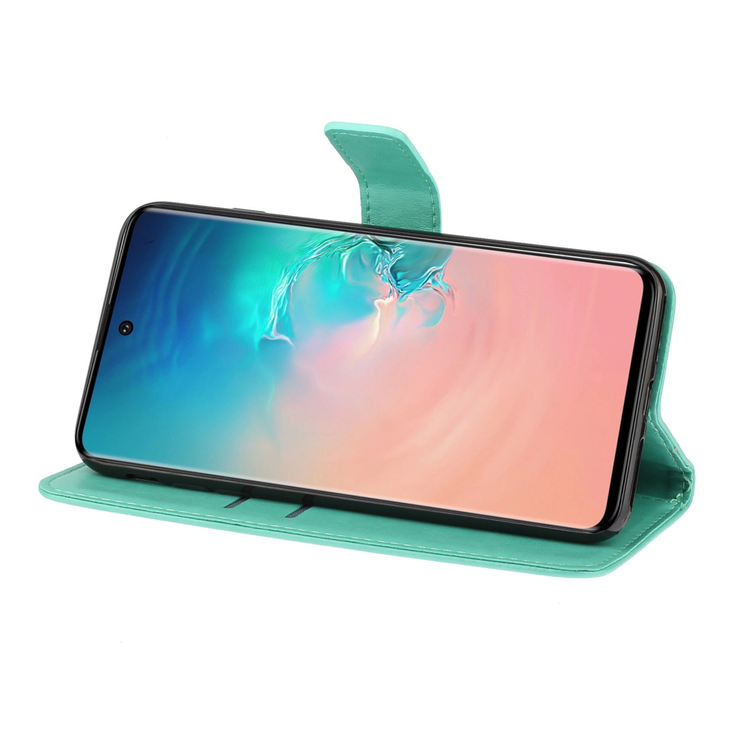 Imprint Dog Leather Wallet Case for Samsung Galaxy S20 4G/S20 5G - Cyan