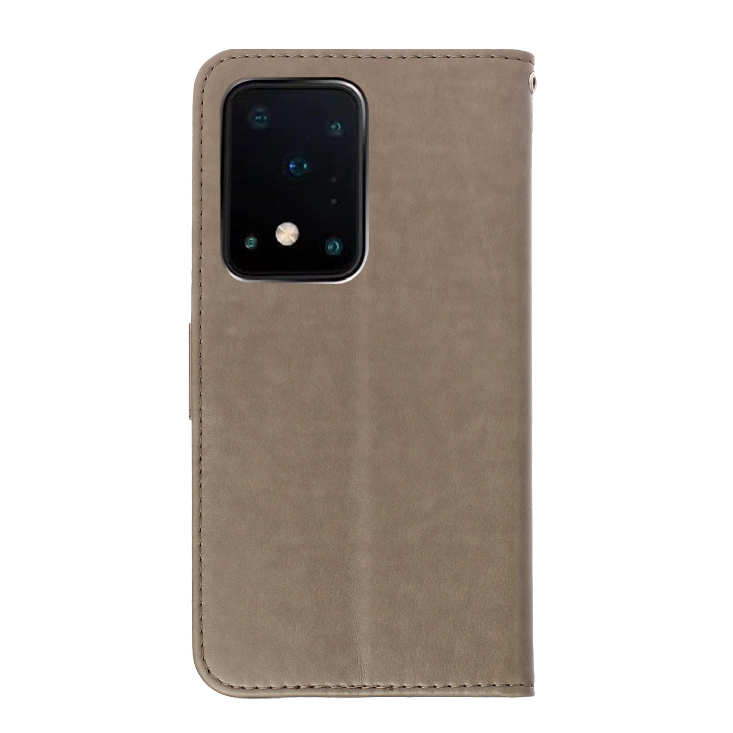 Imprint Dog Leather Wallet Stand Case for Samsung Galaxy S20 Plus - Grey