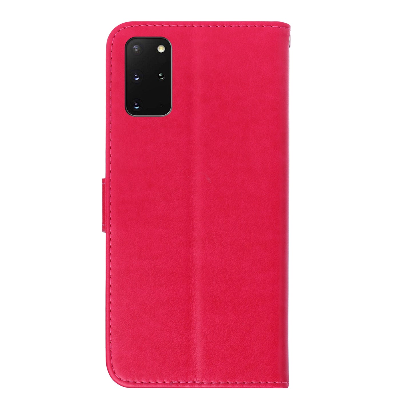 Imprint Dog Leather Wallet Stand Case for Samsung Galaxy S20 Plus - Red