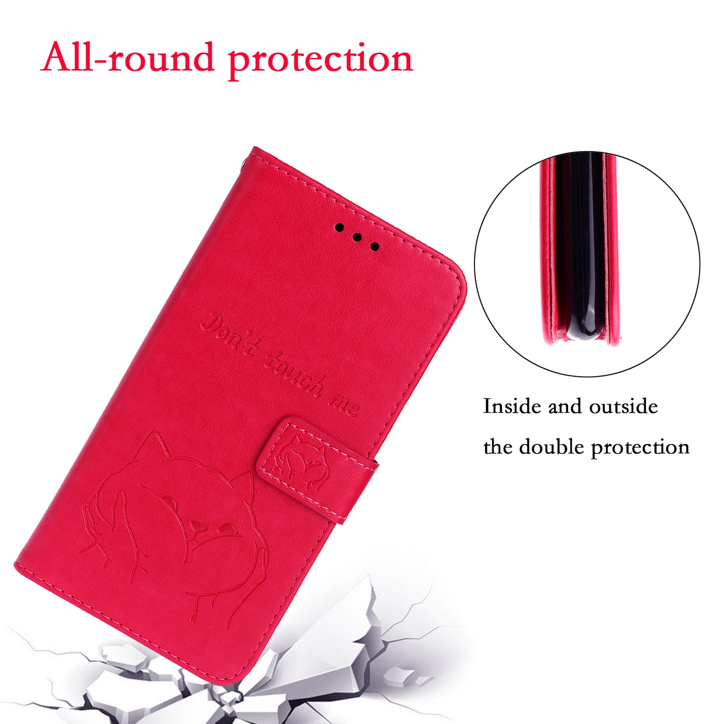 Imprint Dog Leather Wallet Stand Case for Samsung Galaxy S20 Plus - Red