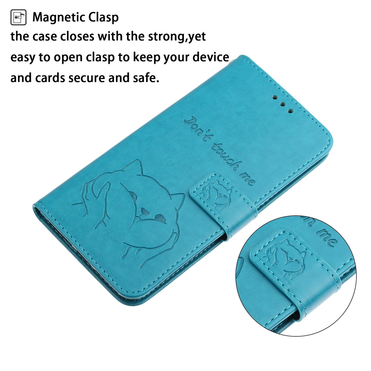 Imprint Dog Leather Wallet Stand Case for Samsung Galaxy S20 Plus - Blue