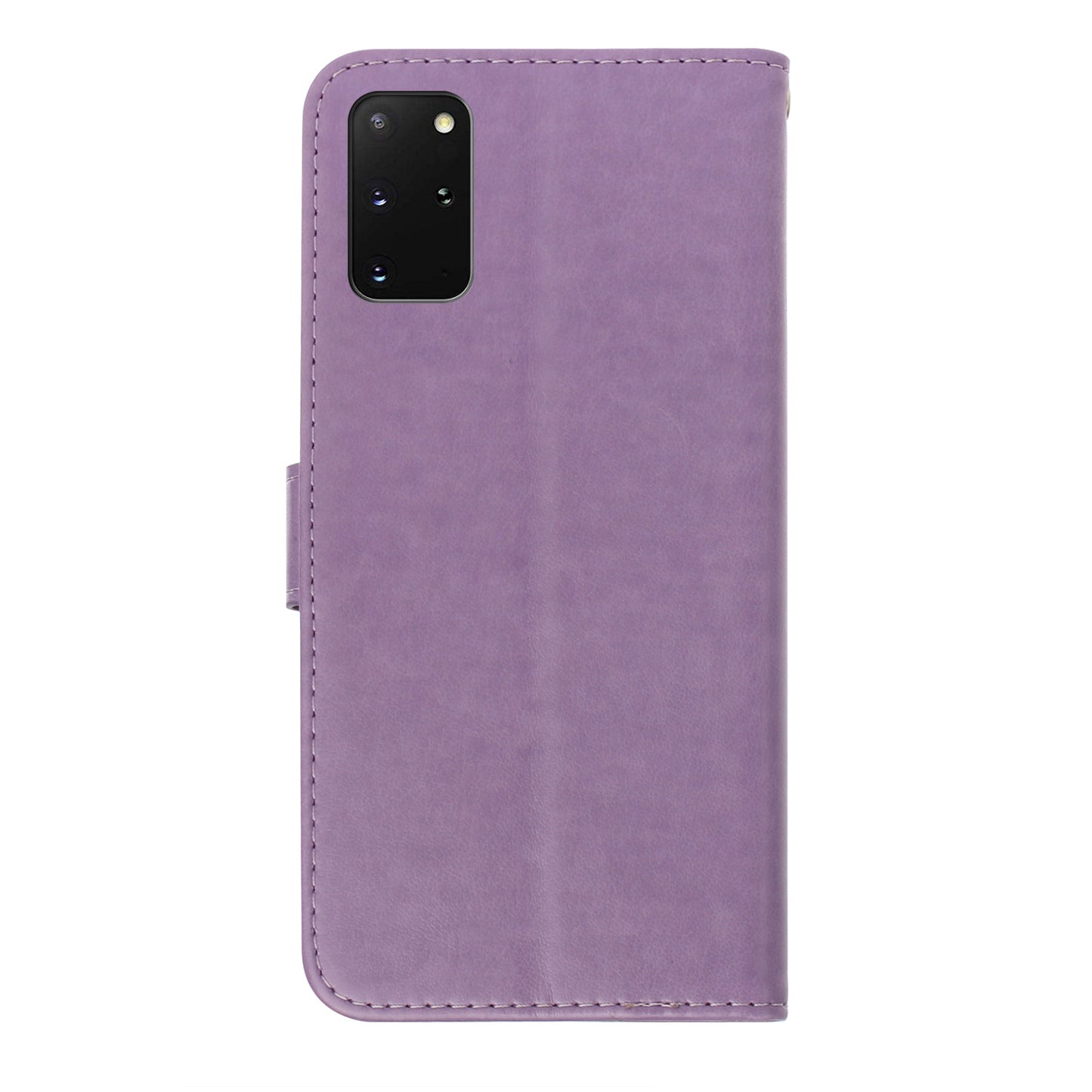 Imprint Dog Leather Wallet Stand Case for Samsung Galaxy S20 Plus - Purple