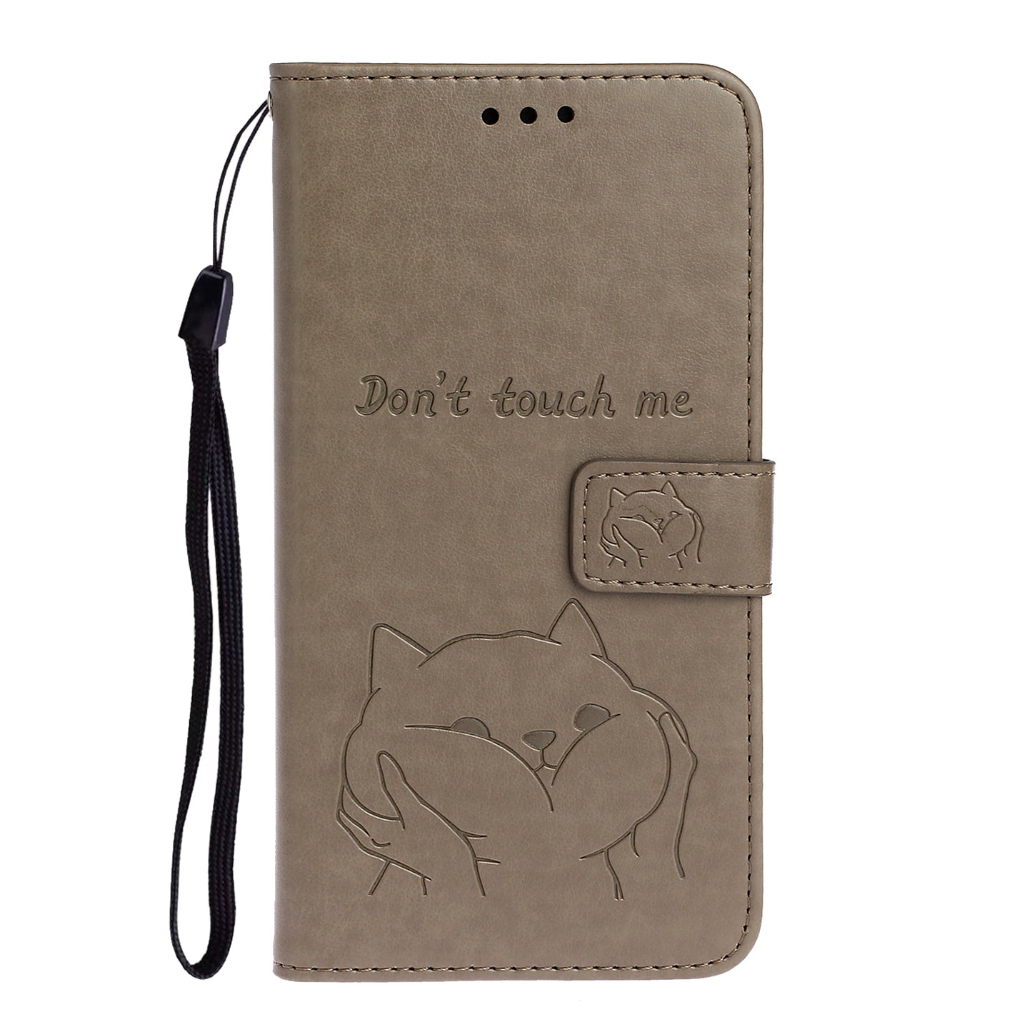 Imprint Dog Cell Phone Leather Wallet Case for Samsung Galaxy S20 Ultra - Grey