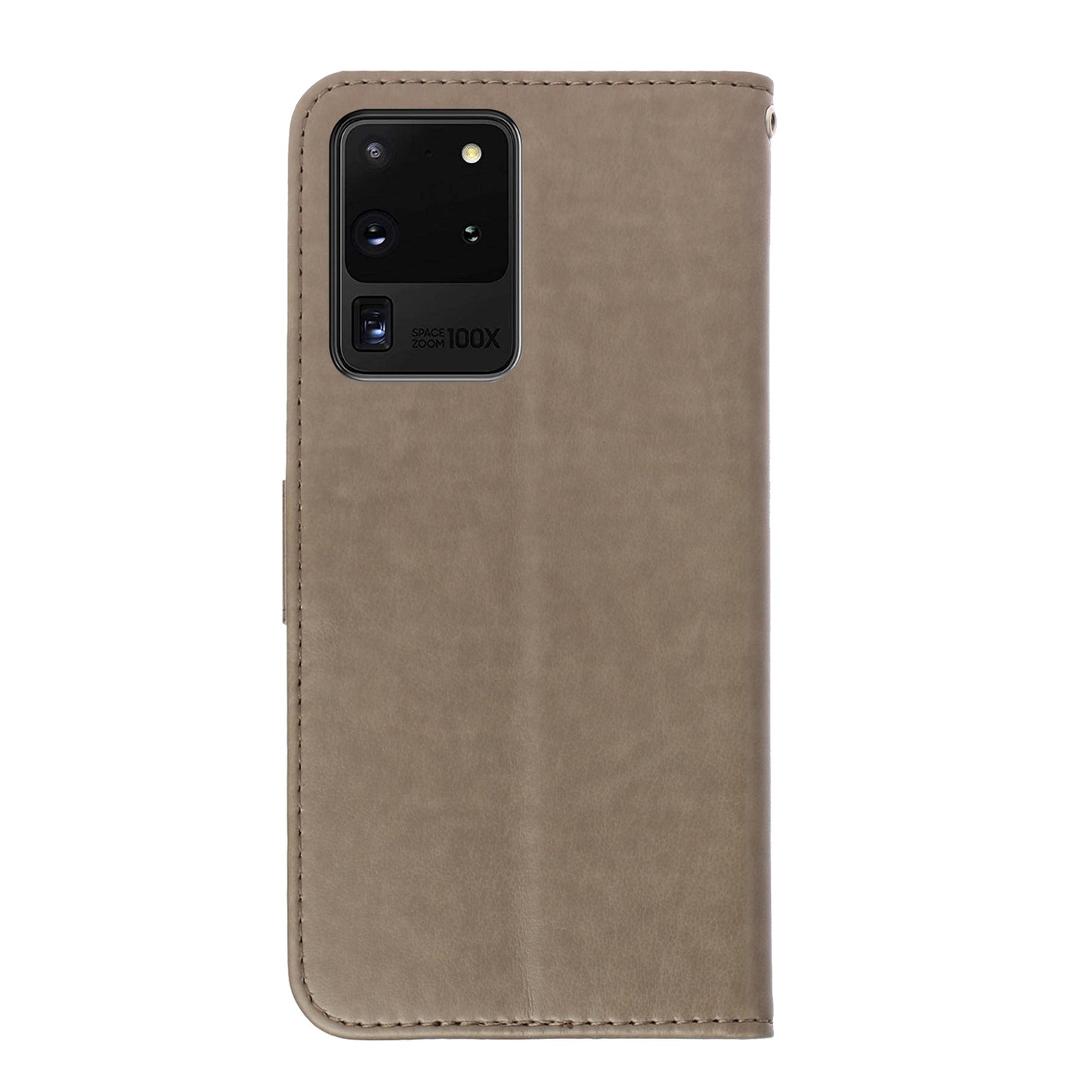 Imprint Dog Cell Phone Leather Wallet Case for Samsung Galaxy S20 Ultra - Grey