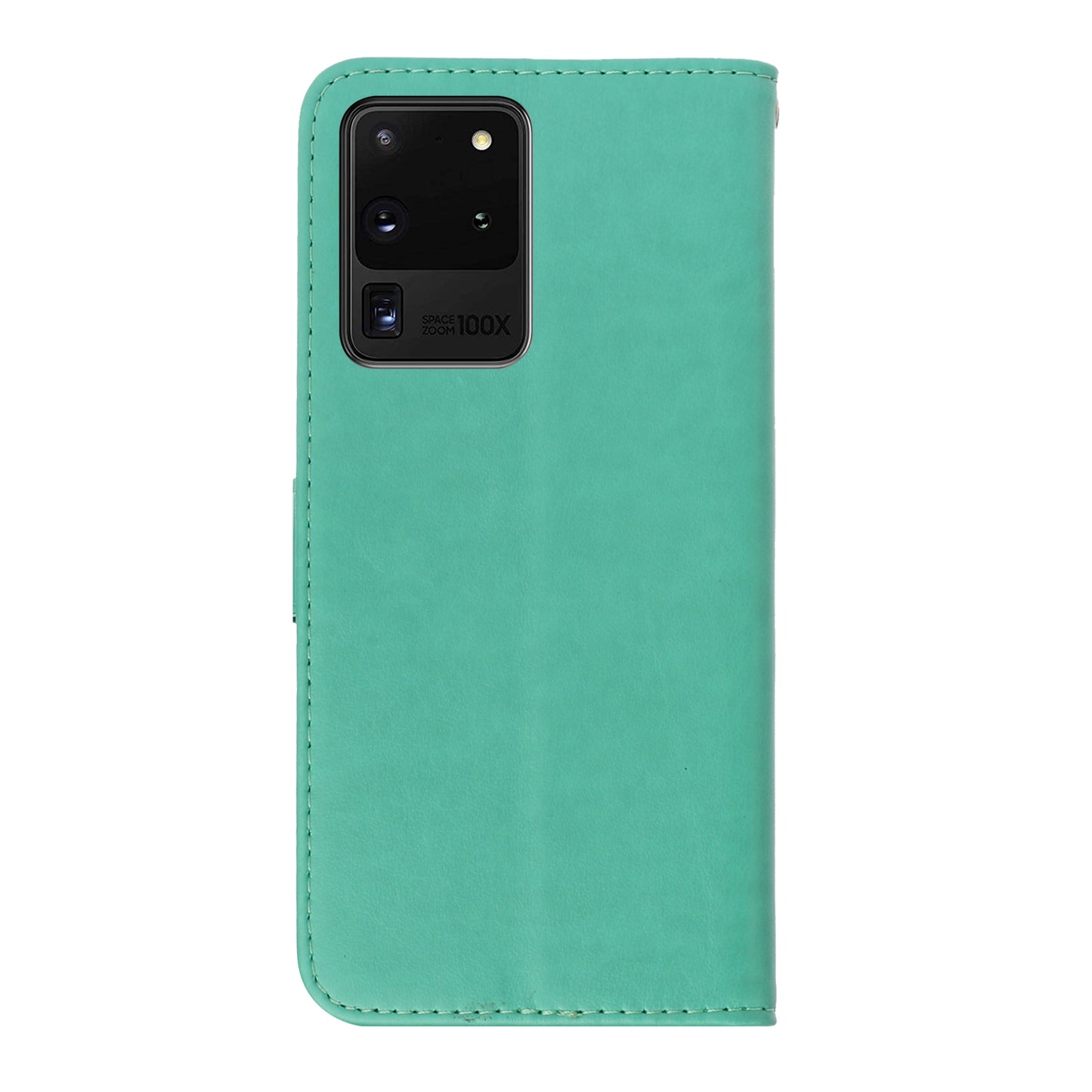 Imprint Dog Cell Phone Leather Wallet Case for Samsung Galaxy S20 Ultra - Cyan