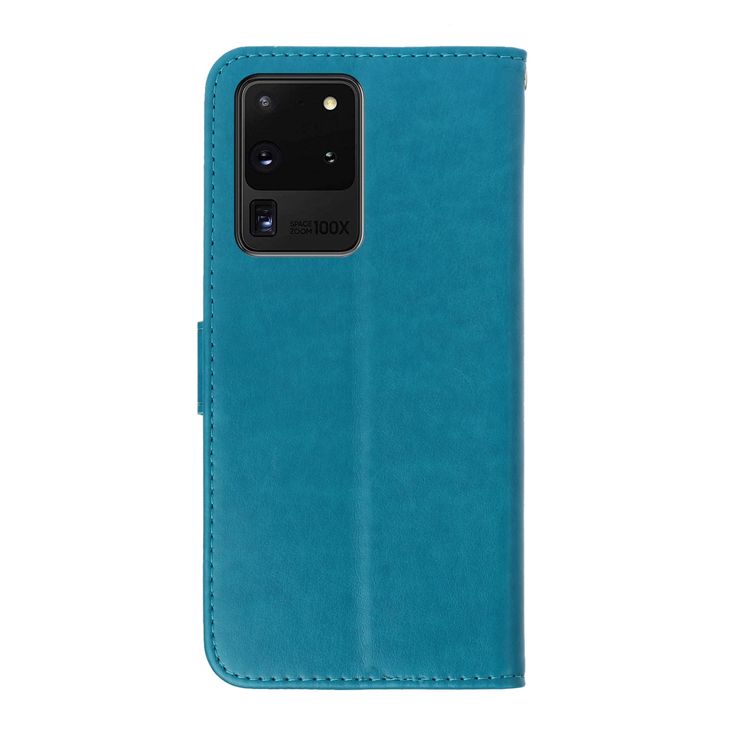 Imprint Dog Cell Phone Leather Wallet Case for Samsung Galaxy S20 Ultra - Blue