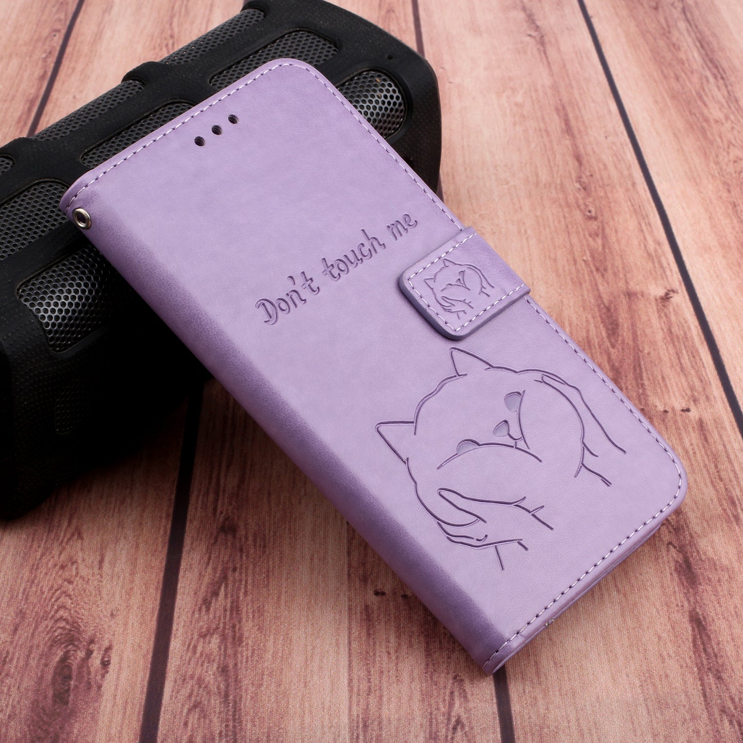 Imprint Dog Cell Phone Leather Wallet Case for Samsung Galaxy S20 Ultra - Purple