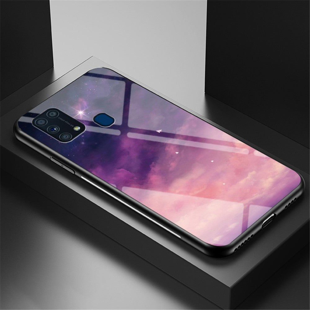 Starry Sky Tempered Glass Pc Tpu Combo Case For Samsung Galaxy M31 