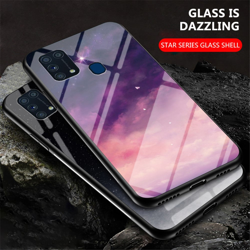 Starry Sky Tempered Glass + PC + TPU Combo Case for Samsung Galaxy M31 - Fantasy Sky