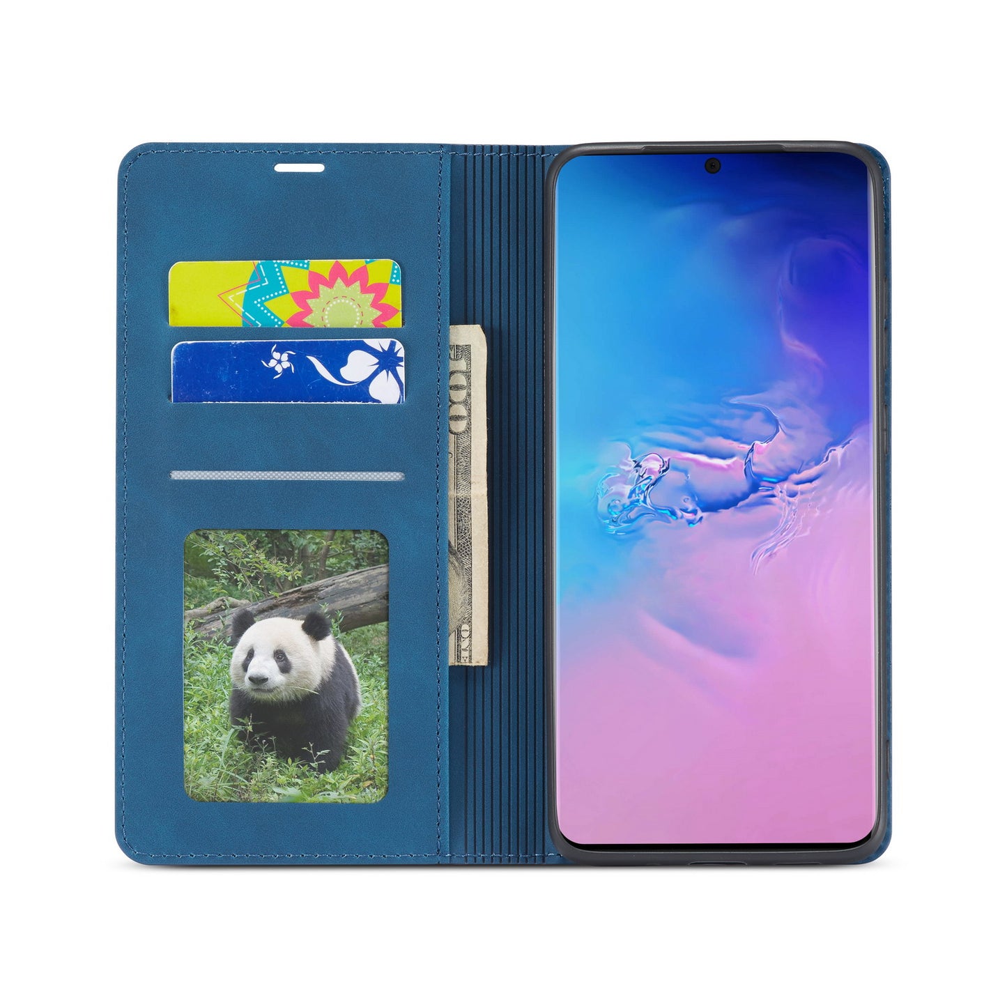 FORWENW Fantasy Series Silky Touch Leather Stand Case with Card Slots for Samsung Galaxy S20 4G/S20 5G - Blue