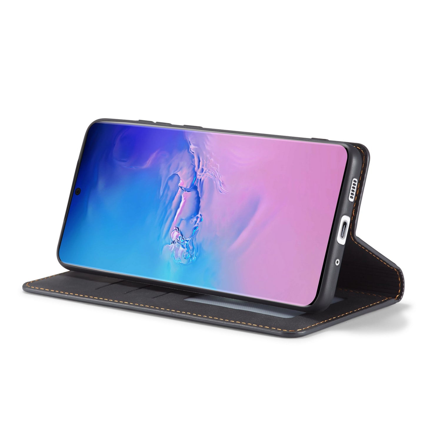 FORWENW Fantasy Series Silky Touch Wallet Leather Stand Case for Samsung Galaxy S20 Plus - Black