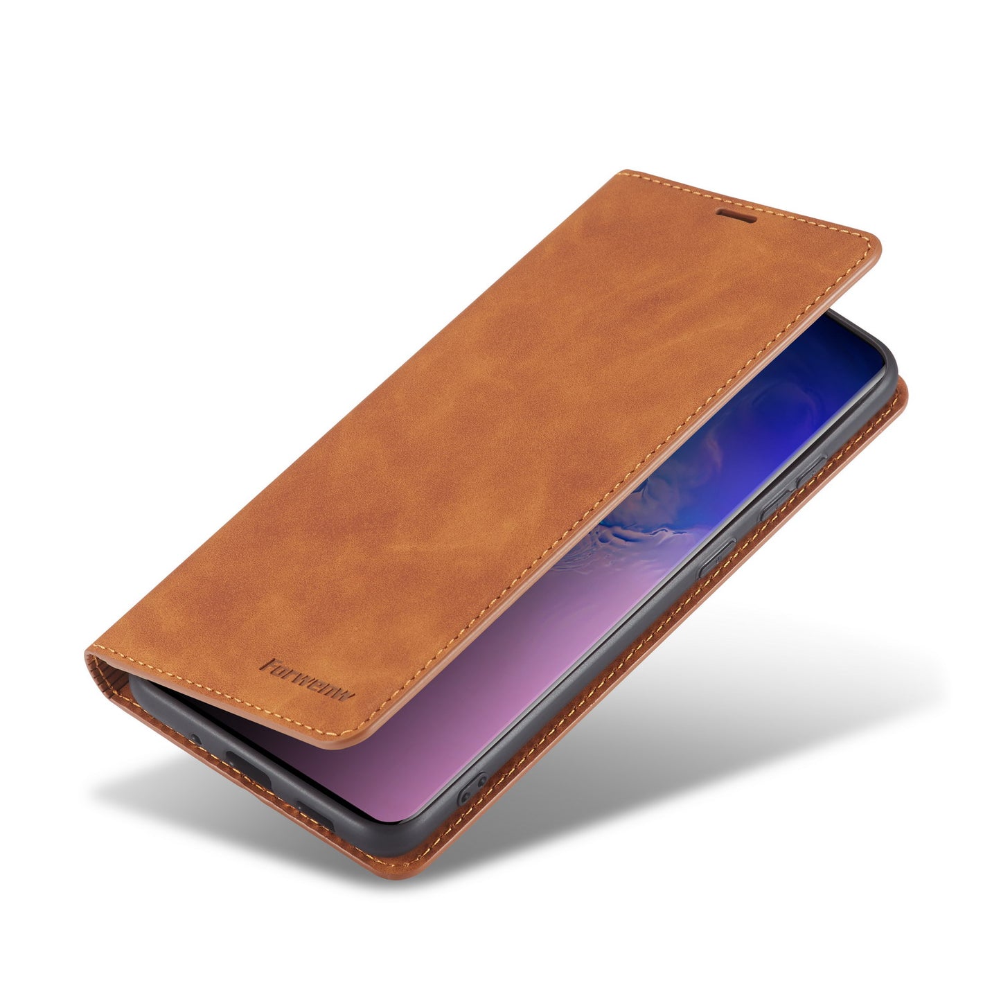 FORWENW Fantasy Series Silky Touch Wallet Leather Stand Case for Samsung Galaxy S20 Plus - Brown