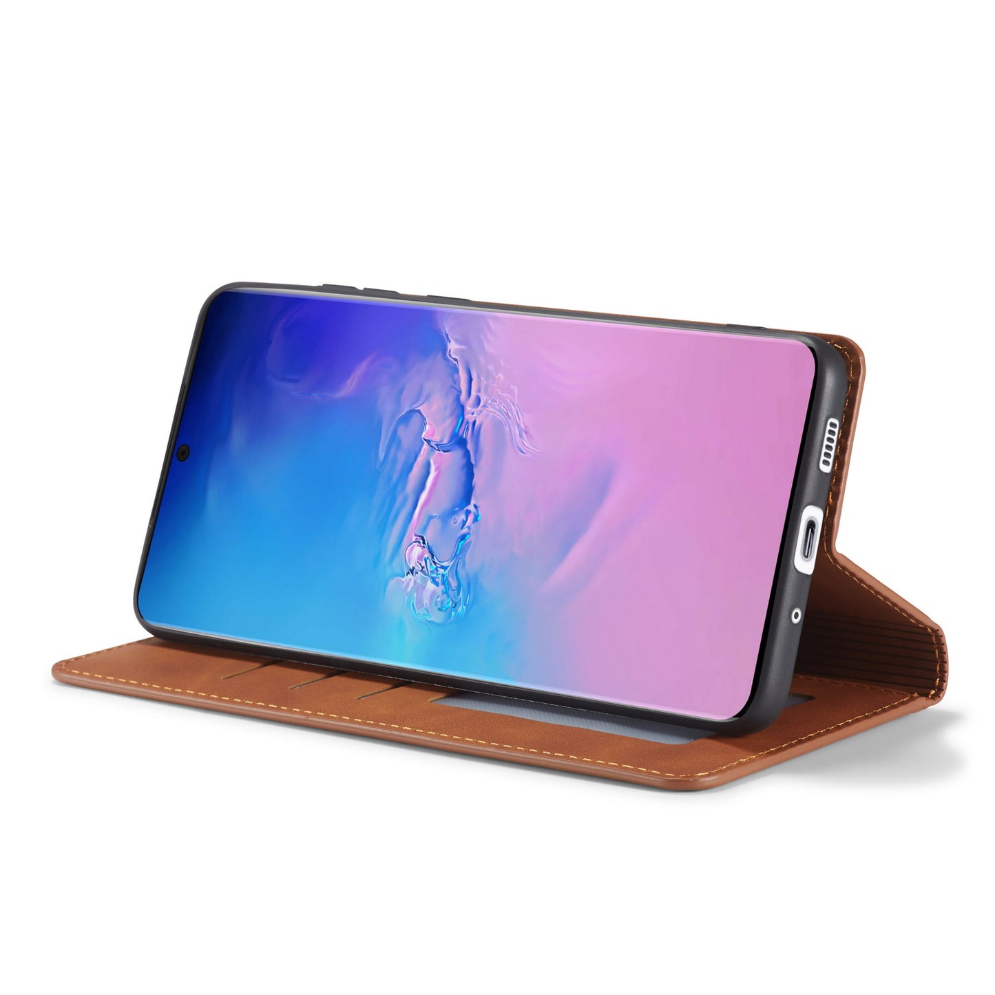 FORWENW Fantasy Series Silky Touch Wallet Leather Stand Case for Samsung Galaxy S20 Plus - Brown