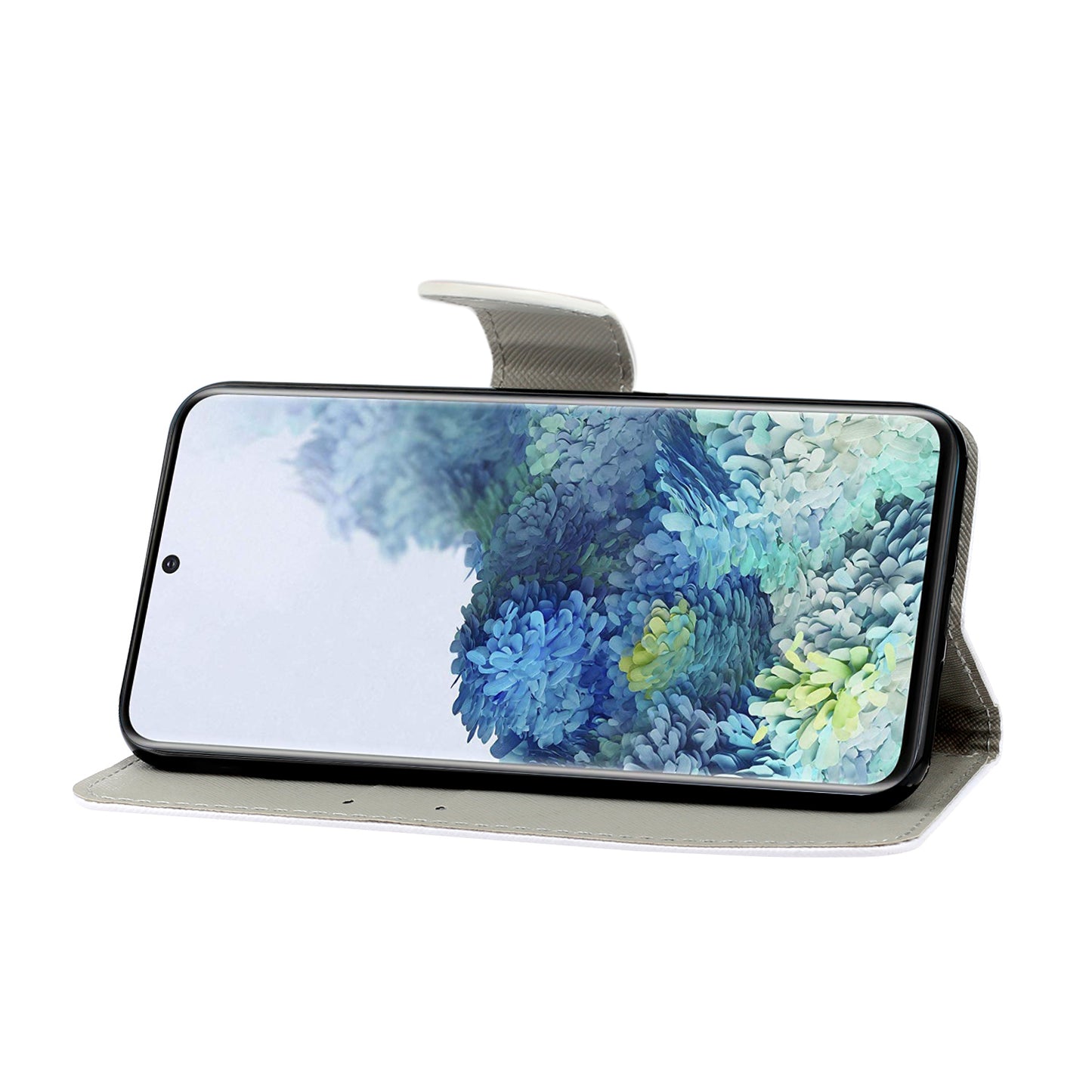 Light Spot Decor Patterned PU Leather Wallet Case Phone Covering for Samsung Galaxy S20 Ultra - Butterfly and Flower Tree