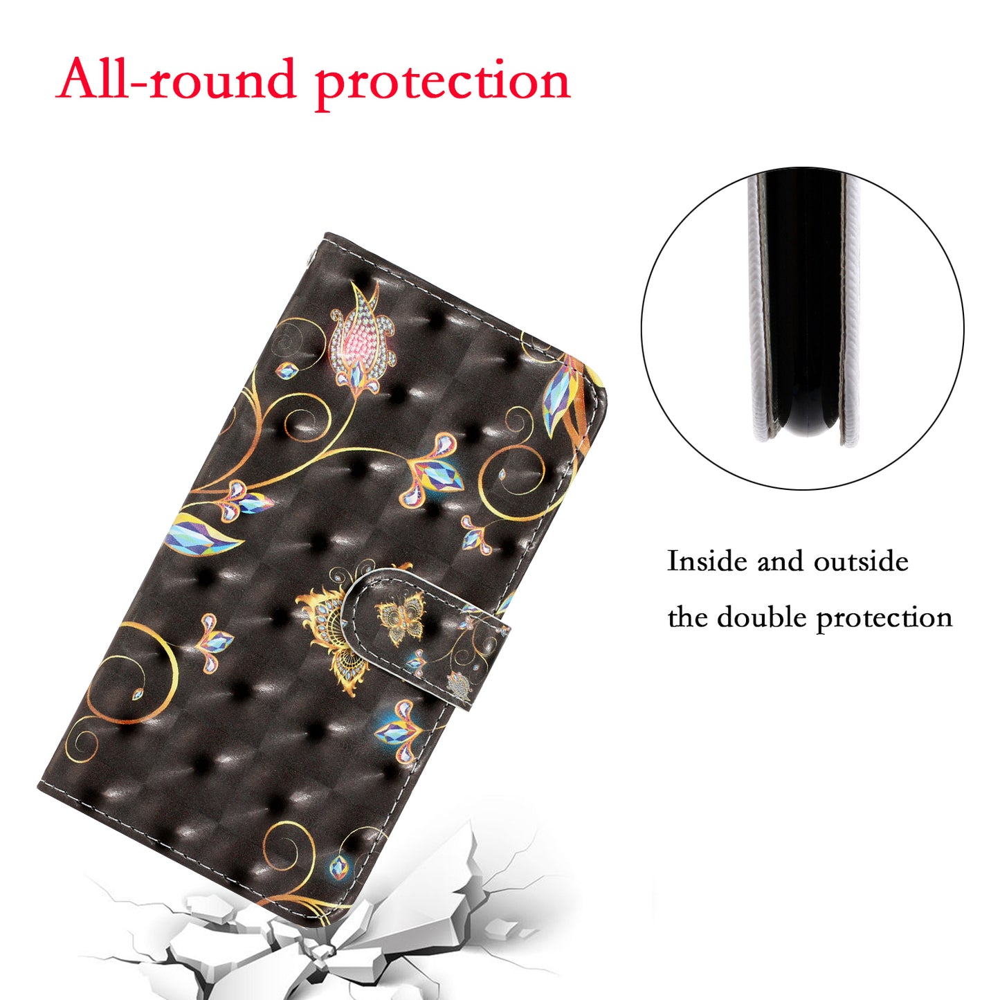 Light Spot Decor Patterned PU Leather Wallet Case Phone Shell for Samsung Galaxy S20 Plus/S20 Plus 5G - Crystal Flower