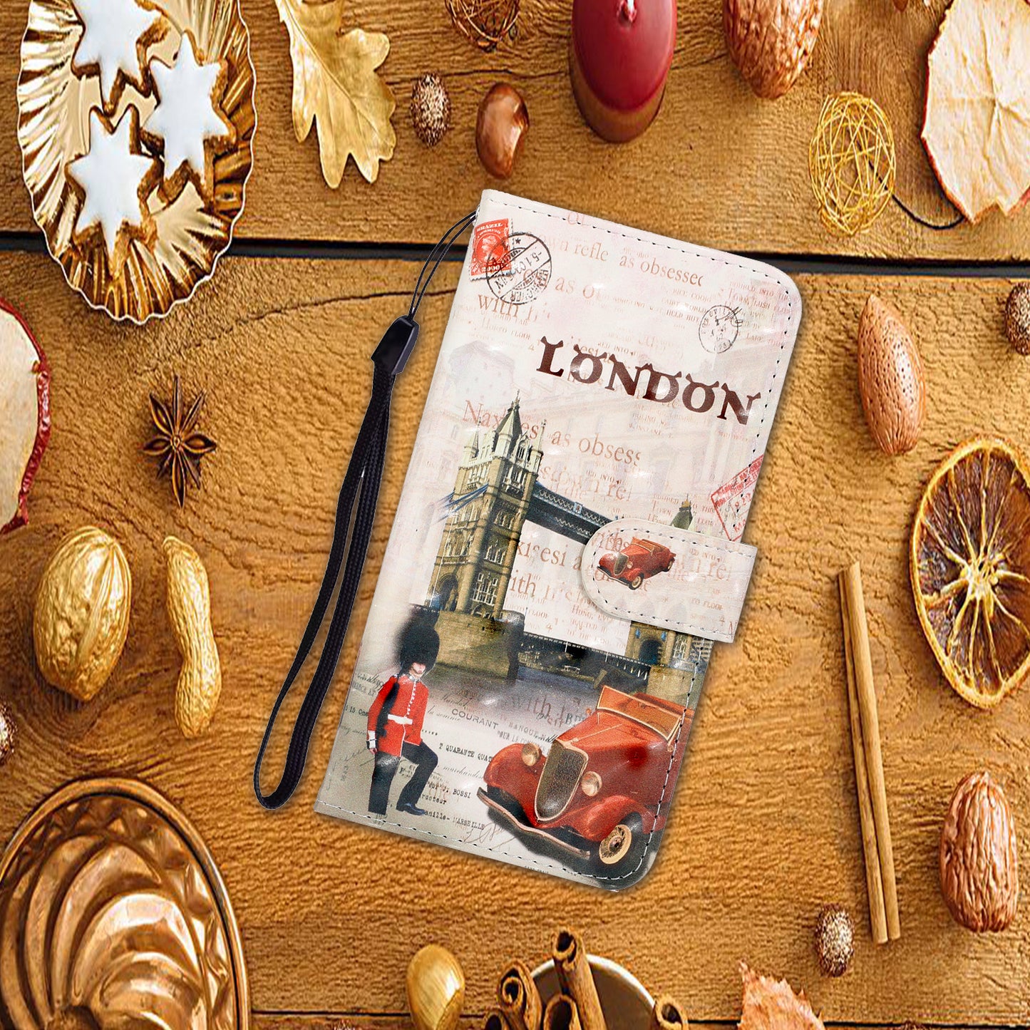Light Spot Decor Patterned PU Leather Wallet Case Phone Shell for Samsung Galaxy S20 Plus/S20 Plus 5G - London Element