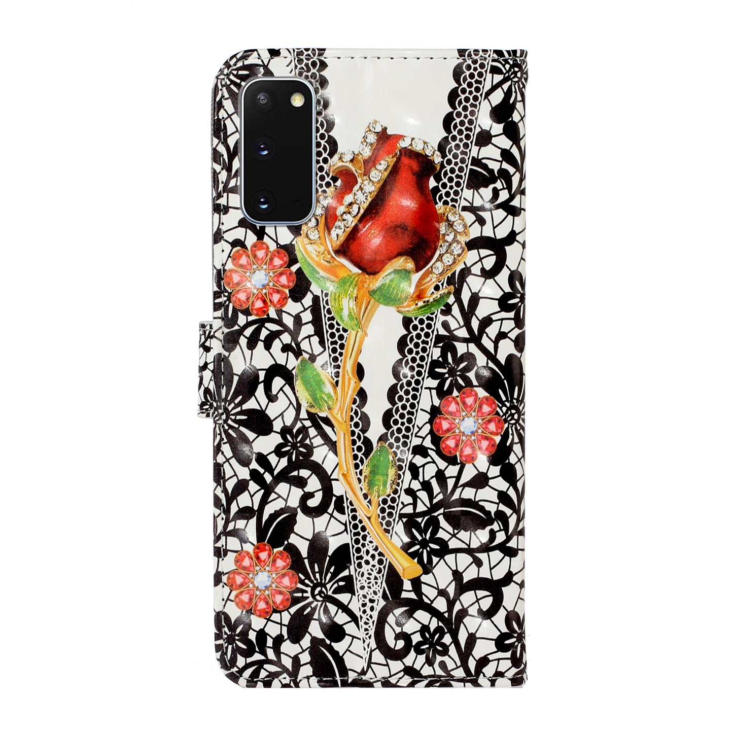Light Spot Decor Patterned Leather Wallet Cover for Samsung Galaxy S20 4G/S20 5G - Rose