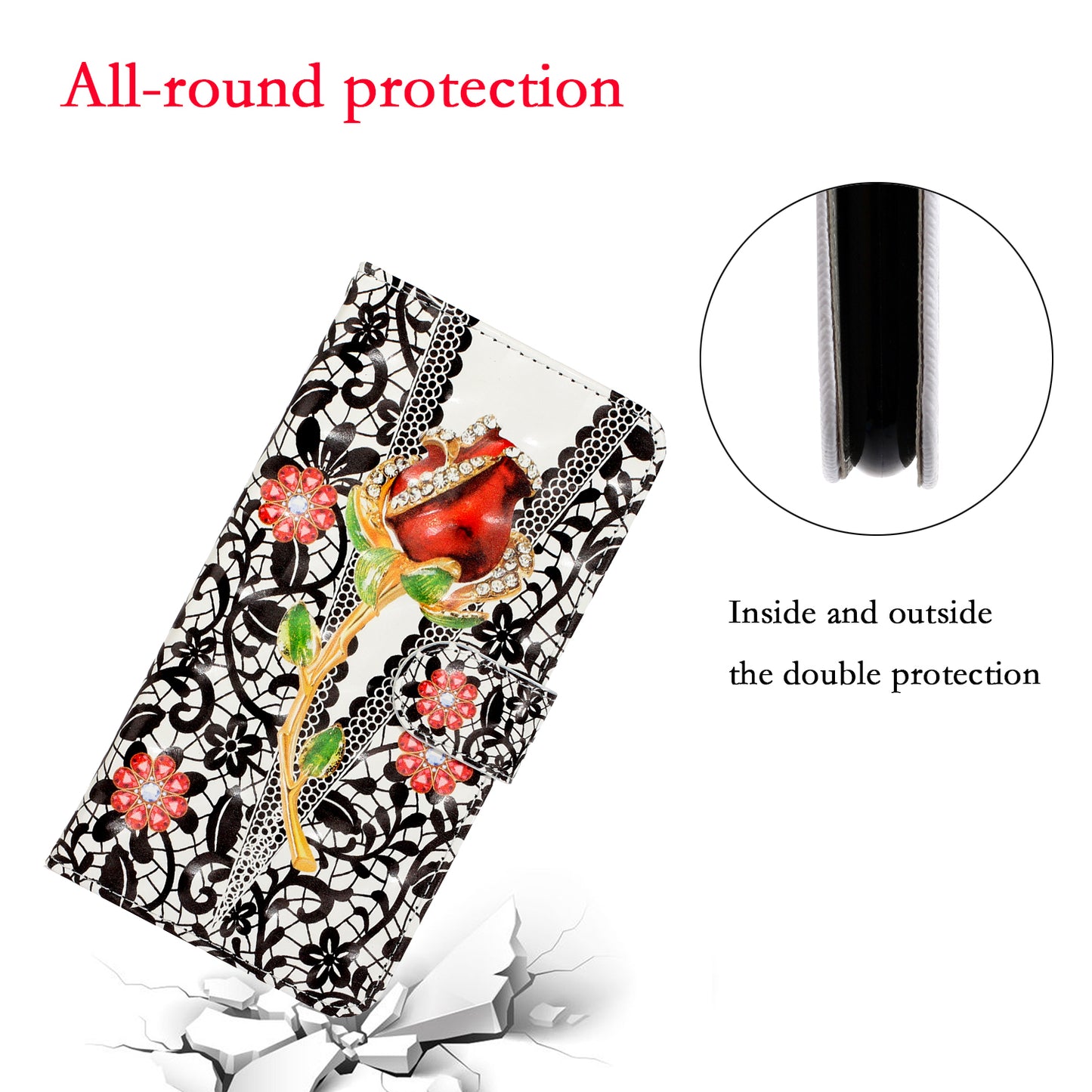 Light Spot Decor Patterned Leather Wallet Cover for Samsung Galaxy S20 4G/S20 5G - Rose