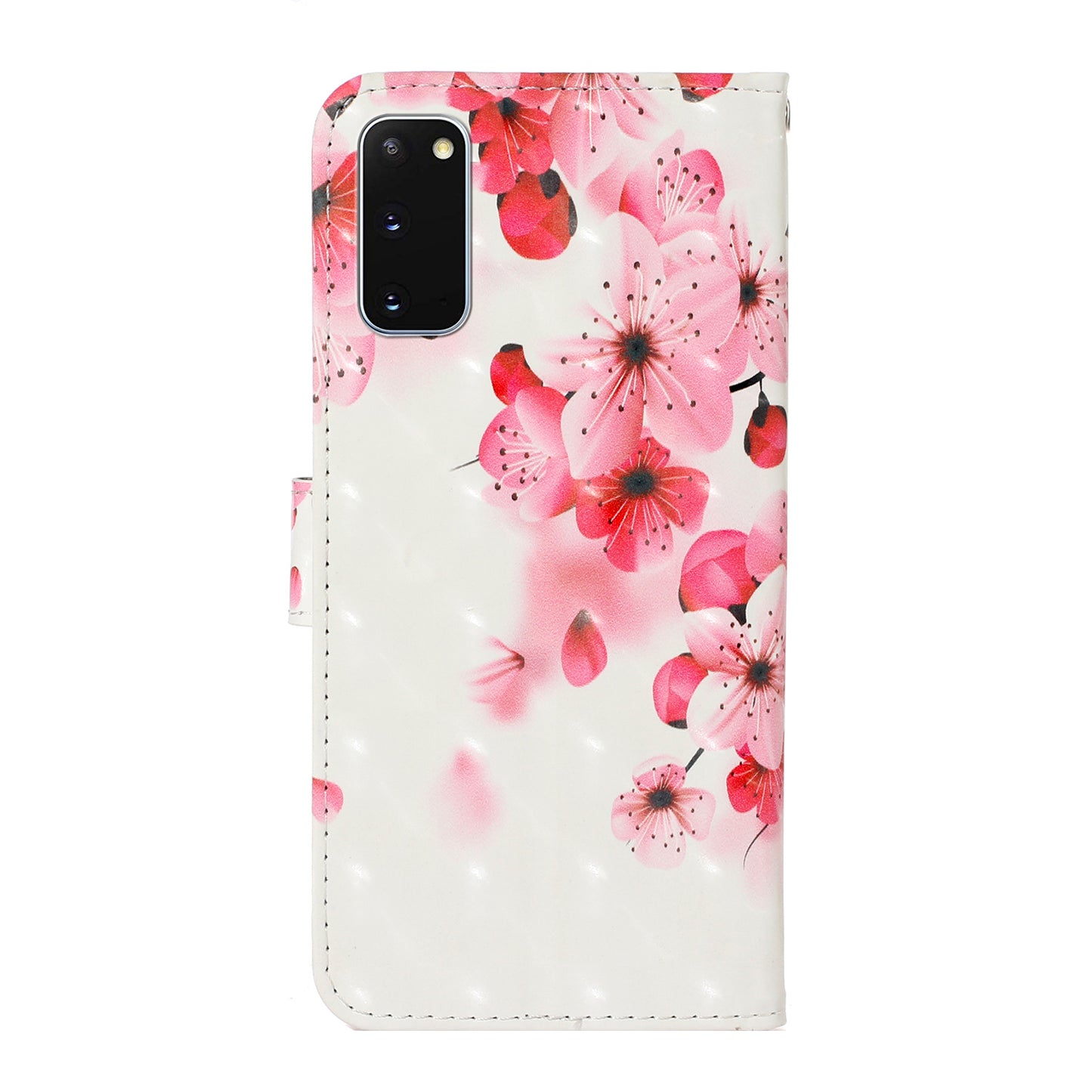 Light Spot Decor Patterned Leather Wallet Cover for Samsung Galaxy S20 4G/S20 5G - Peach Blossom