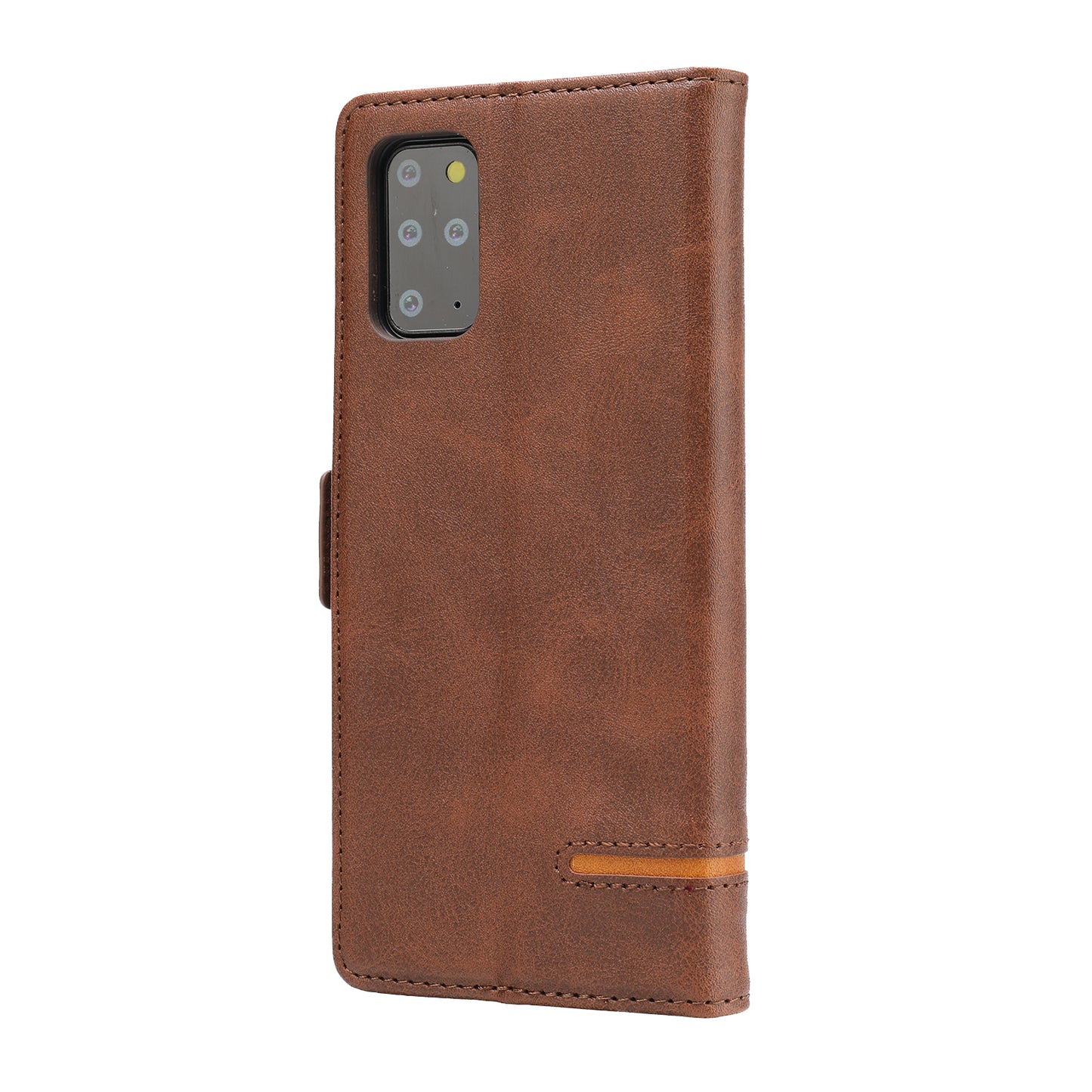 Magnetic Leather Protective Cover Wallet Shell for Samsung Galaxy S20 Plus - Coffee