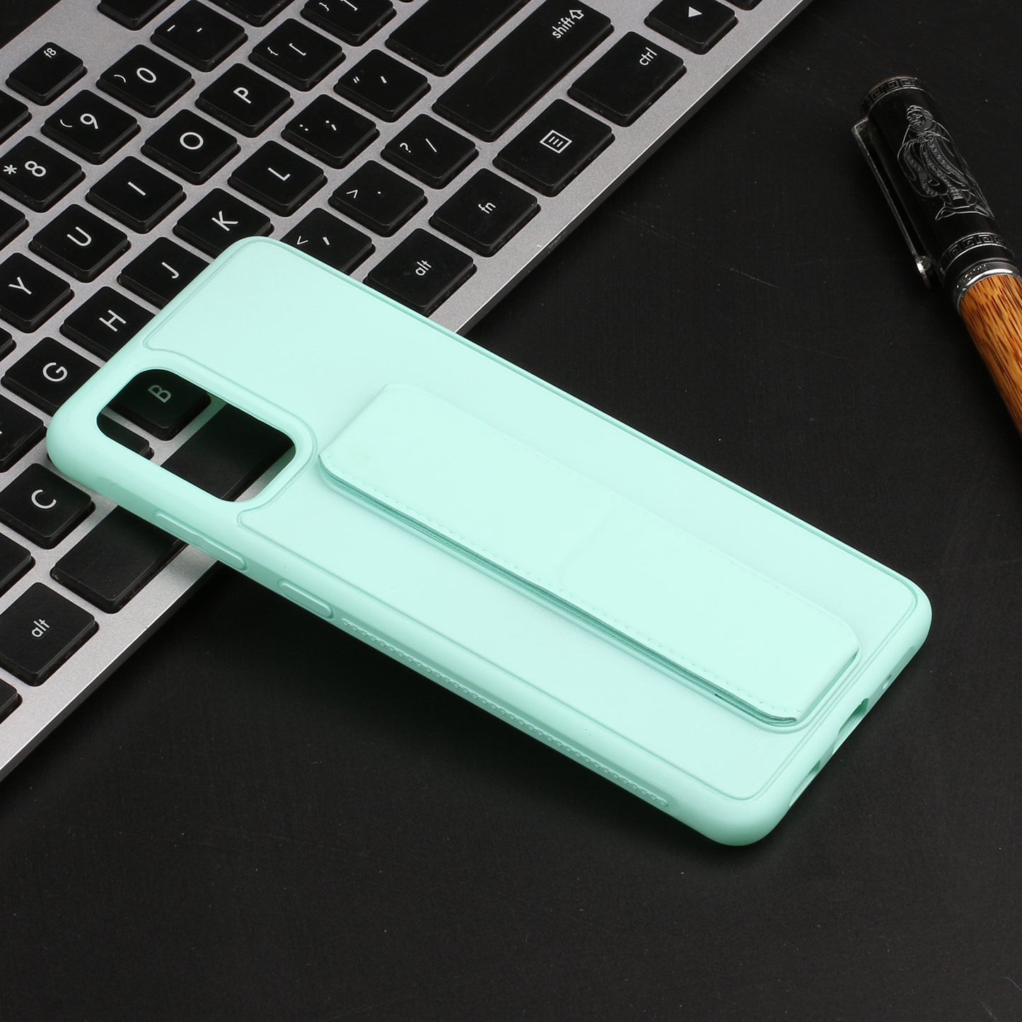 For Samsung Galaxy S20 Plus / S20 Plus 5G Magnetic Hand Strap Kickstand TPU + PC Phone Cover - Cyan