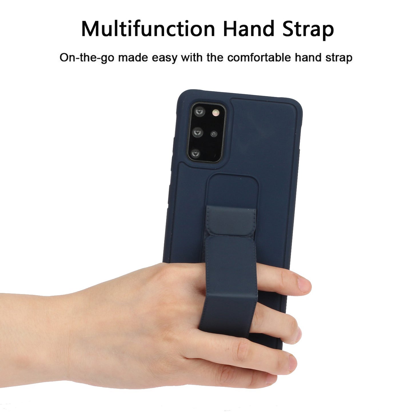 For Samsung Galaxy S20 Plus / S20 Plus 5G Magnetic Hand Strap Kickstand TPU + PC Phone Cover - Dark Blue