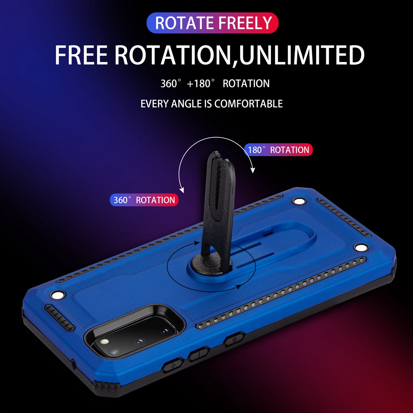 Air Outlet Clip Kickstand PC + TPU Hybrid Case for Samsung Galaxy S20 4G/S20 5G - Blue