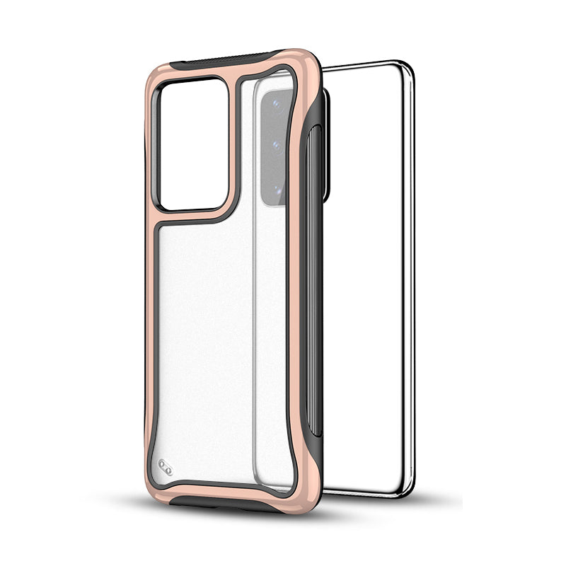 Matte 3-in-1 PC + TPU Phone Case Hybrid Cover for Samsung Galaxy S20 Plus/S20 Plus 5G - Rose Gold
