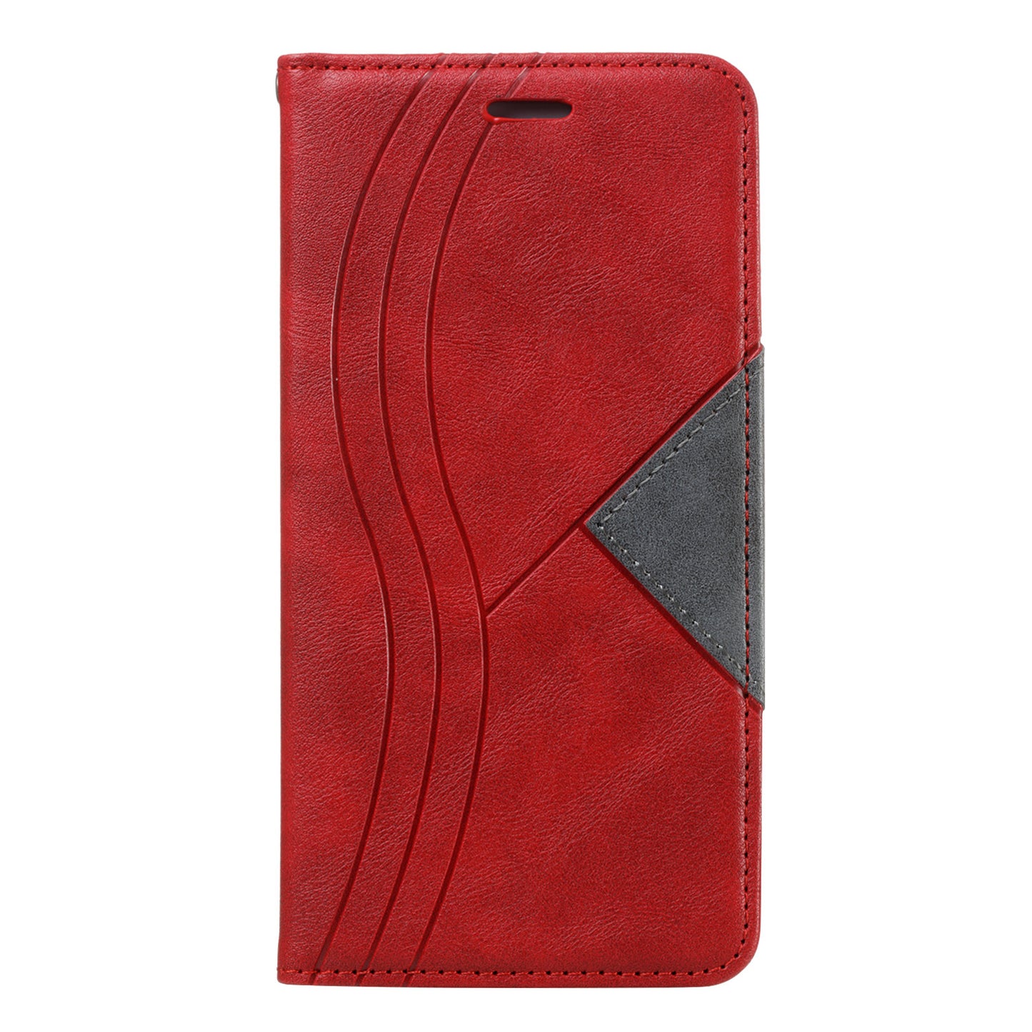 Auto-absorbed Splicing Leather Stand Case with Card Slots for Samsung Galaxy S20 Ultra - Red
