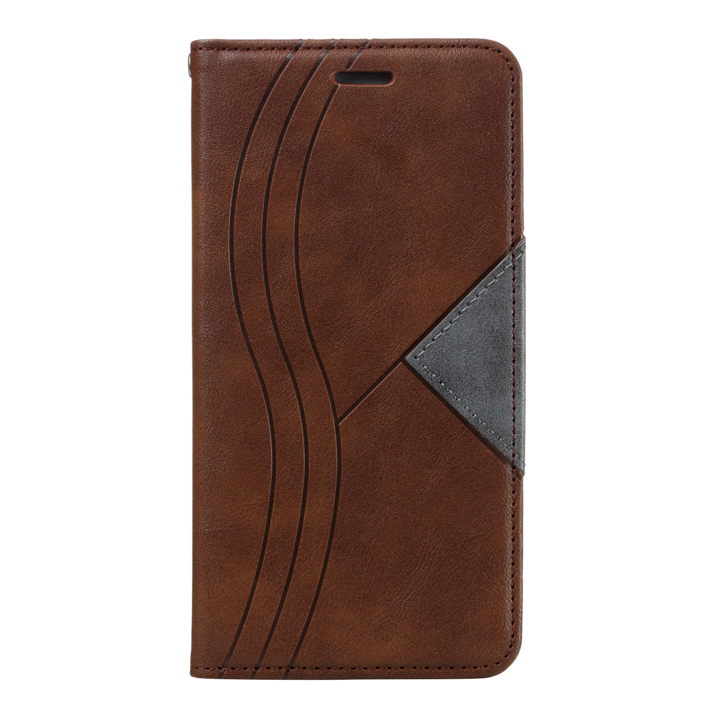 Auto-absorbed Splicing Leather Card Holder Case for Samsung Galaxy S20 Plus - Brown