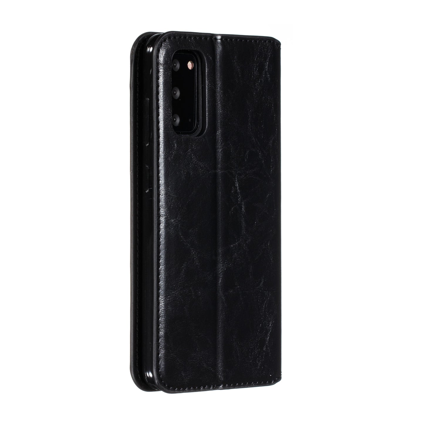 Crazy Horse Texture Leather Strong Magnetic Suction Phone Case for Samsung Galaxy S20 4G/S20 5G - Black