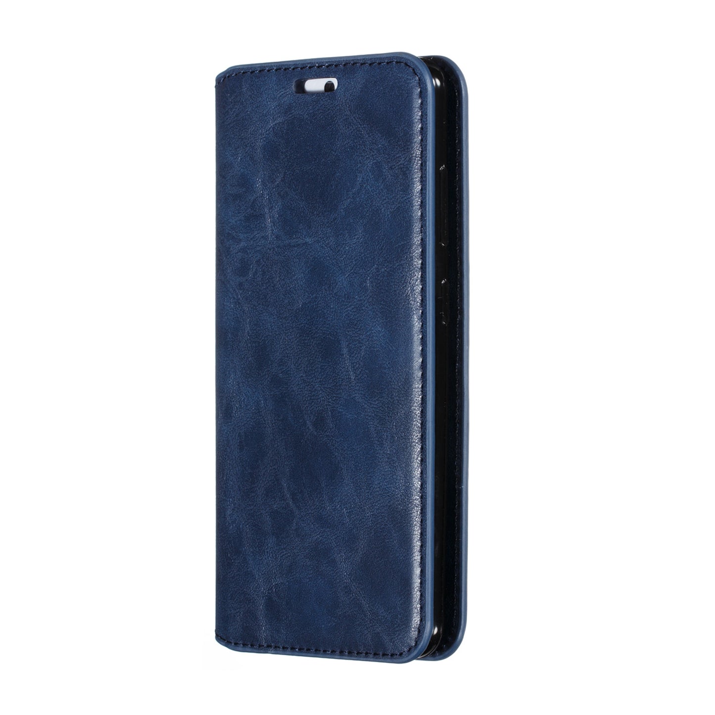 Crazy Horse Texture Leather Strong Magnetic Suction Phone Case for Samsung Galaxy S20 4G/S20 5G - Blue