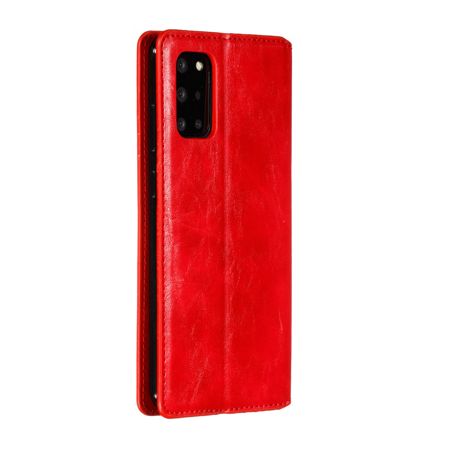 Crazy Horse Skin Leather Strong Magnetic Suction Case for Samsung Galaxy S20 Plus - Red