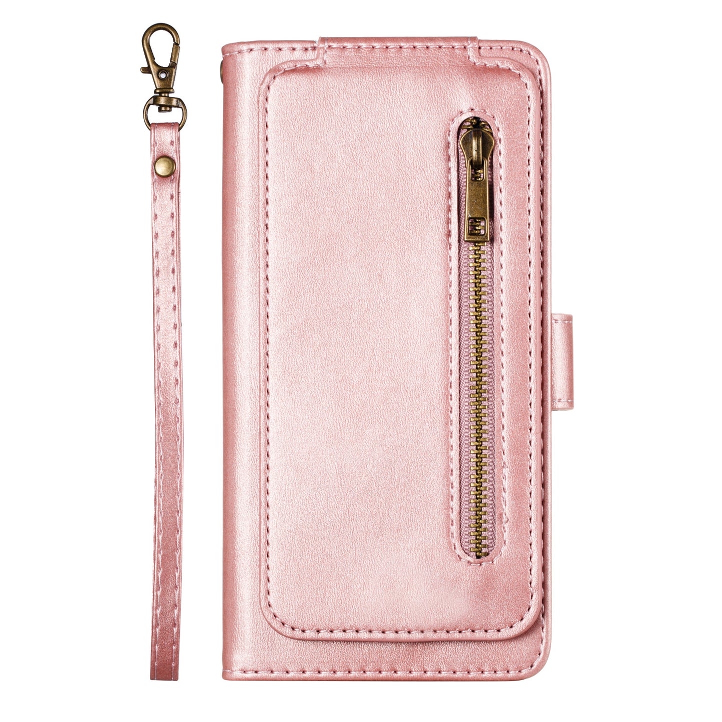 Zipper Pocket 9 Card Slots Leather Wallet Case for Samsung Galaxy S20 4G/S20 5G - Rose Gold